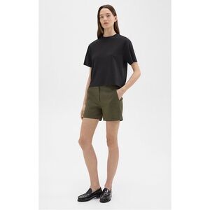 Theory Waist Tab Shorts in Good‎ Linen Dark Olive Green 00